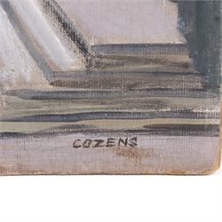 Kenneth Cozens (British 1920-2000): City Street at Night, oil on canvas board signed 50cm x 61cm (unframed)