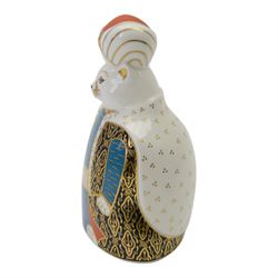 Royal Crown Derby Royal Cats paperweight Persian, with gold stopper and box 