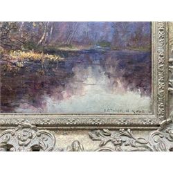Arthur H Rigg (British exh.1882-1906): Woodland Stream, oil on canvas signed 29cm x 39cm 
