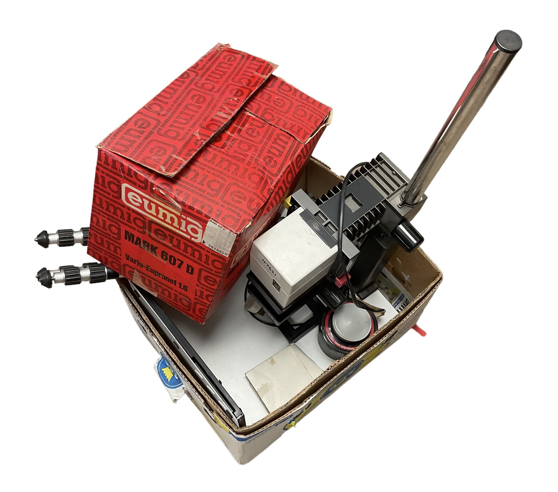 Eumig 607 D film projector in box, together with Durst C65 enlarger