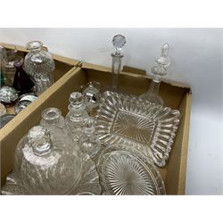 Millefiori paperweight, together with Caithness paperweight, Isle of Wight vase, cranberry glass tumblers, claret jug, decanters and other glassware, in three boxes 