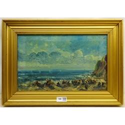 Marcella Smith (Newlyn School 1887-1963): Figures on the Beach, oil on board signed 22cm x 35cm
Notes: Marcella Smith was Dorothea Sharp’s partner and she ran a gallery at Lanhams St. Ives - an estate agent with a gallery and one of the only places you could buy art in St. Ives at that time

