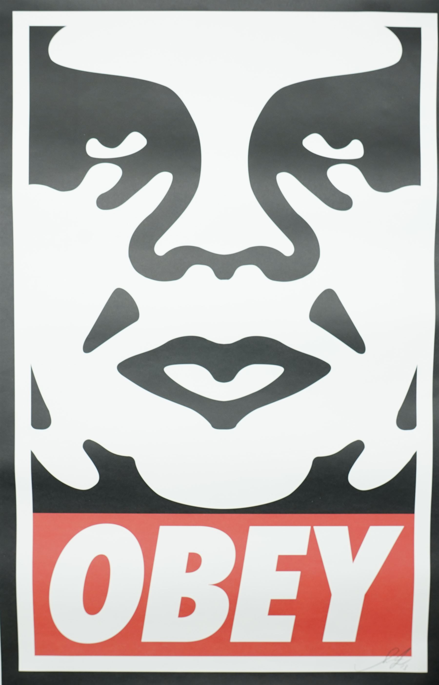 Shepard Fairey (American 1970-): 'Obey Andre The Giant', lithograph in colours signed and dated '13 in pencil, with certificate of authenticity 91cm x 61cm (unframed)