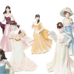 Twelve Coalport figures, comprising My Love, Happy Birthday 2006, Victoria, Coming of Age, Lady Sara, Red Rose of Lancashire, Thank You, Birthday Celebration, Evening Romance, With Love, Artisans Choice and Happiness, all boxed, one from an edition of 750 (12)