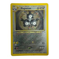 Collection of mainly vintage Pokemon cards including Charizard Base Set Holographic number 4/102 and two Ancient Mew 2000 promo cards, some housed within plastic wallets and some loose