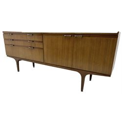 Meredew - mid-20th century teak sideboard, fitted with three drawers and two cupboards