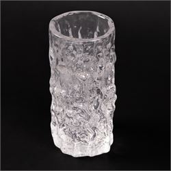 Geoffrey Baxter Whitefriars clear Tree bark vase, H15cm