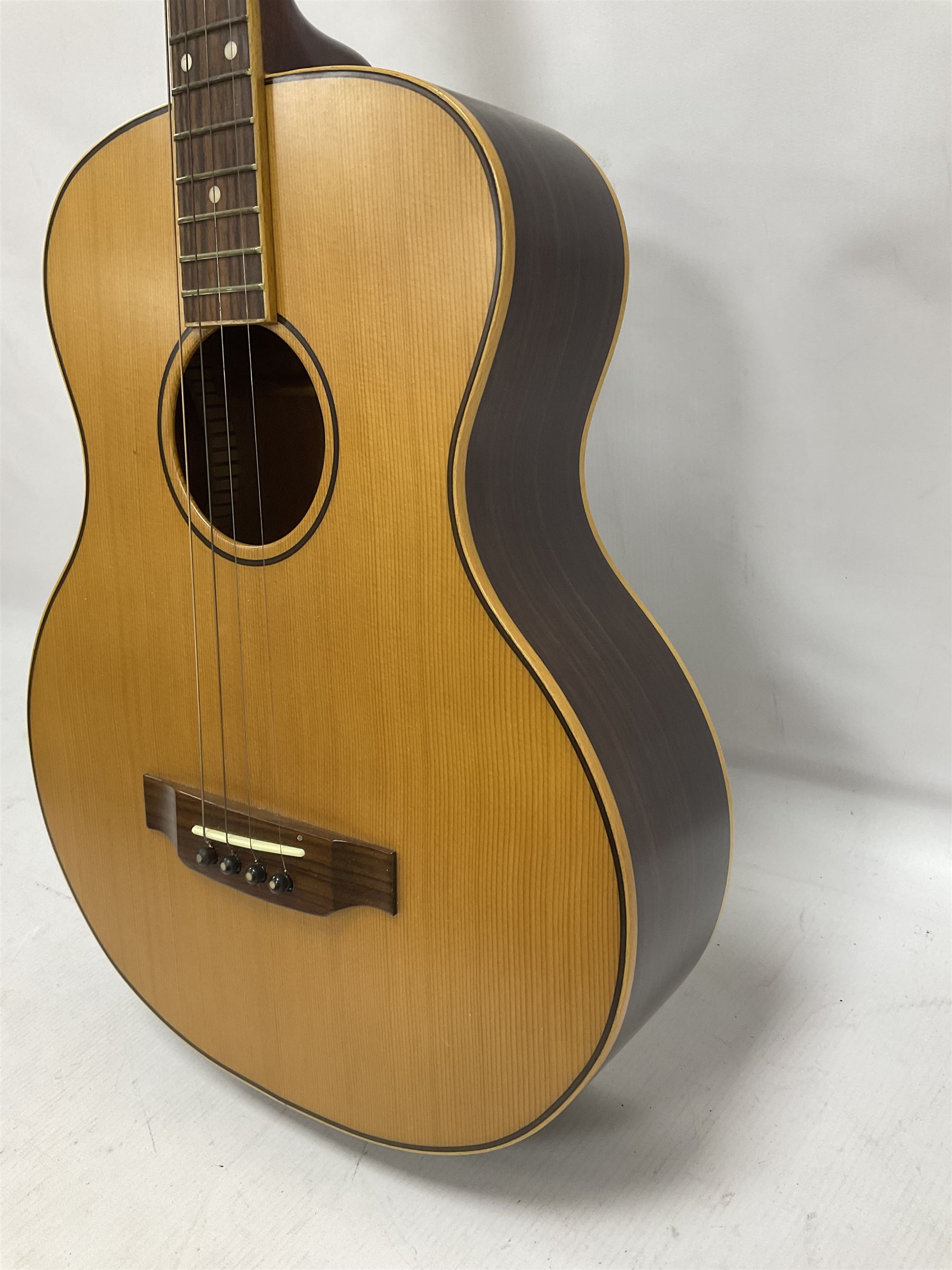 Ozark 'The Ozark Professional' tenor guitar, model no 3372, headstock stamped Ozark and with paper label to interior, in manufacturers hard case, guitar L82cm