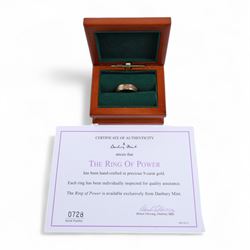 9ct gold Lord of the Rings 'The Ring of Power', produced by Danbury Mint, hallmarked with certificate of authenticity, contained within wooden box