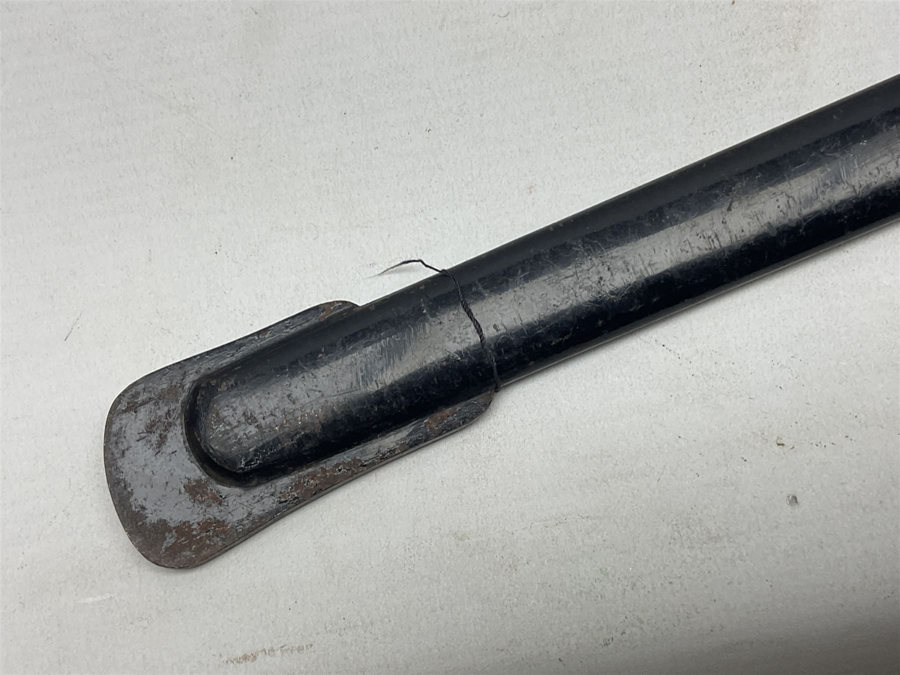 WW2 German Army Prinz Eugen Pattern Officers Dress Sword by Carl Eickhorn, the 80.5cm slightly curving fullered blade with makers name to the ricasso, gilt brass hilt with eagle to the cross-piece and relief of oakleaves to the ferrule, Prinz Eugen style down winged eagle to the pommel of the backstrap; grip retains the original wire binding; in original black painted scabbard with single hanging ring, leather hanger marked 'RZM M5/71 OLC' and silvered knot L97cm overall