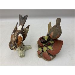 Lladro figure Ingenuine Woman no. 5487 (a/f), Nao figure, Goebel bird figure CV86 1967, Goebel Chaffinch 38023-06, Arden Scultpures robin figure group etc