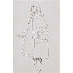 Swiss/French School (19th century): Donkey Heading to Market and Figural Studies, three ink sketches, one indistinctly signed and inscribed, max 17cm x 11cm (3)