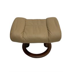 Ekornes Stressless Cream Leather Reclining Chair with Matching Footstool