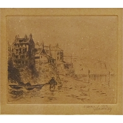  Robin Hood's Bay, drypoint etching signed and dated 1919 by James Ulric Walmsley (British 1860-1954) 12cm x 14cm  