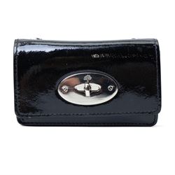Mulberry - Bayswater Micro Messenger belt pouch, back drummed patent leather, with silver-...