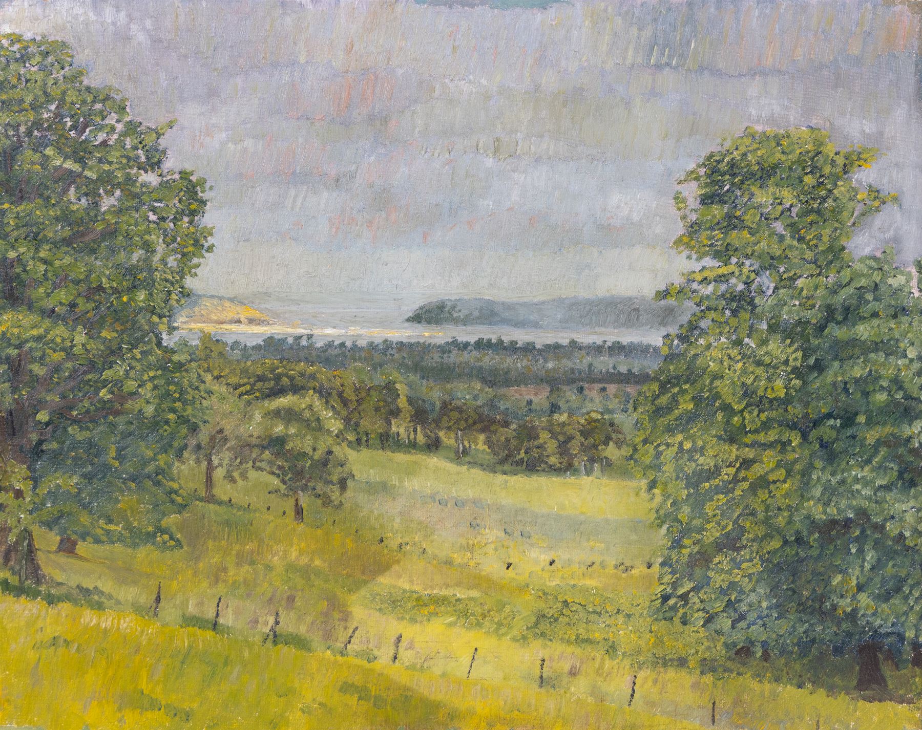 Peter Greenham (British 1909-1992): Coastal View, oil on board unsigned, attributed on label verso 39cm x 50cm 