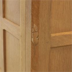 Mouseman - adzed oak dresser, fitted with six drawer and two cupboards, with carved mouse signature, by the workshop of Robert Thompson of Kilburn