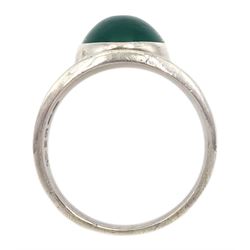 Georg Jensen single stone cabochon green agate ring, No. 124