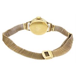 Accurist ladies 9ct gold manual wind wristwatch, silvered dial with subsidiary seconds dial, on 9ct gold mesh link bracelet and a Fortis 18ct gold ladies manual wind wristwatch, on 9ct gold bracelet