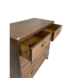 Early 19th century oak chest, fitted with two two short and three long graduating drawers, on bracket feet