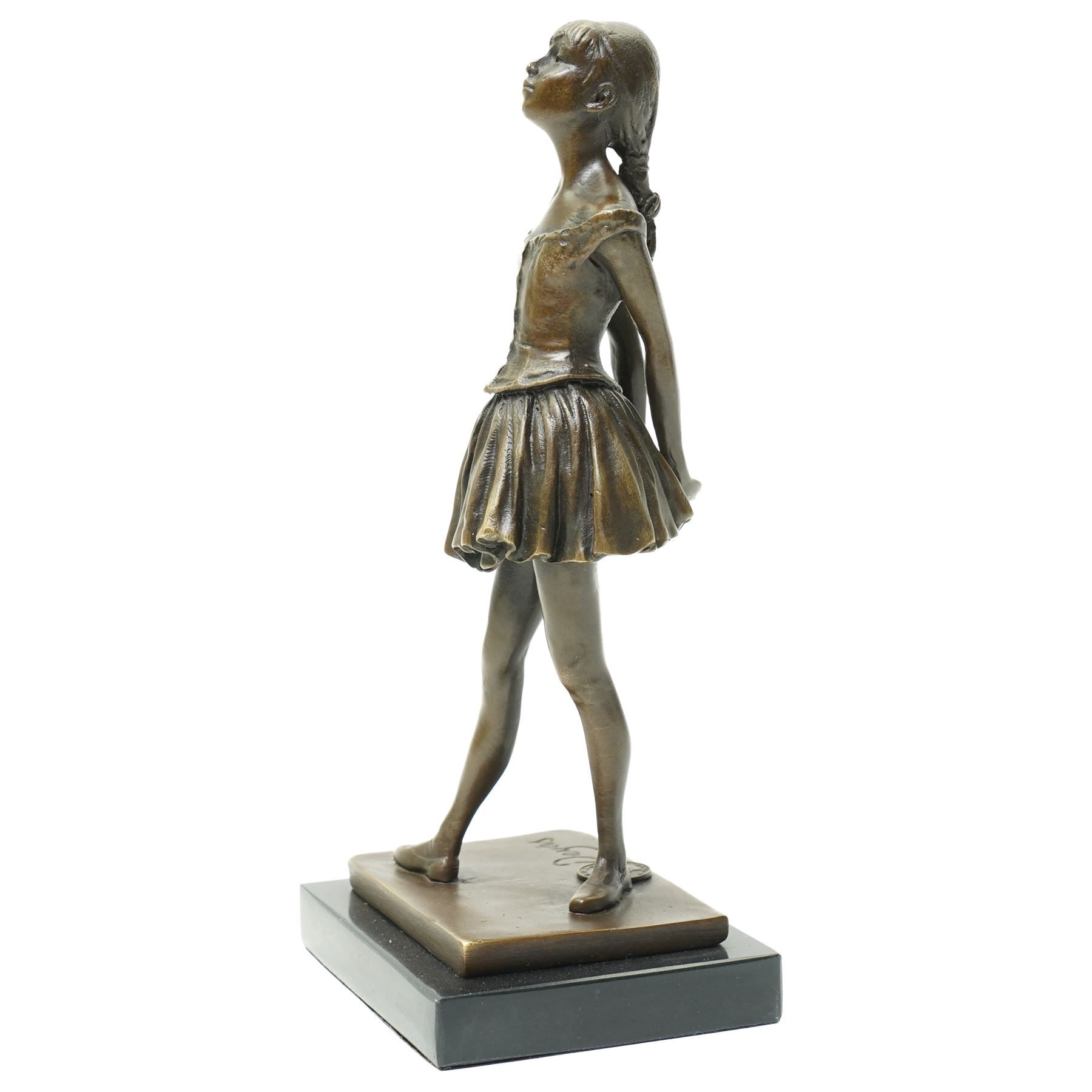 After Edgar Degas - Bronze figure of a ballerina 'La Petite Danseuse de Quatorze Ans' with signature and foundry mark on rectangular base H19cm