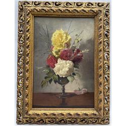 Circle of Henri Fantin-Latour (French 1836-1904): Peonies in a Goblet, oil on canvas signed 42cm x 28cm