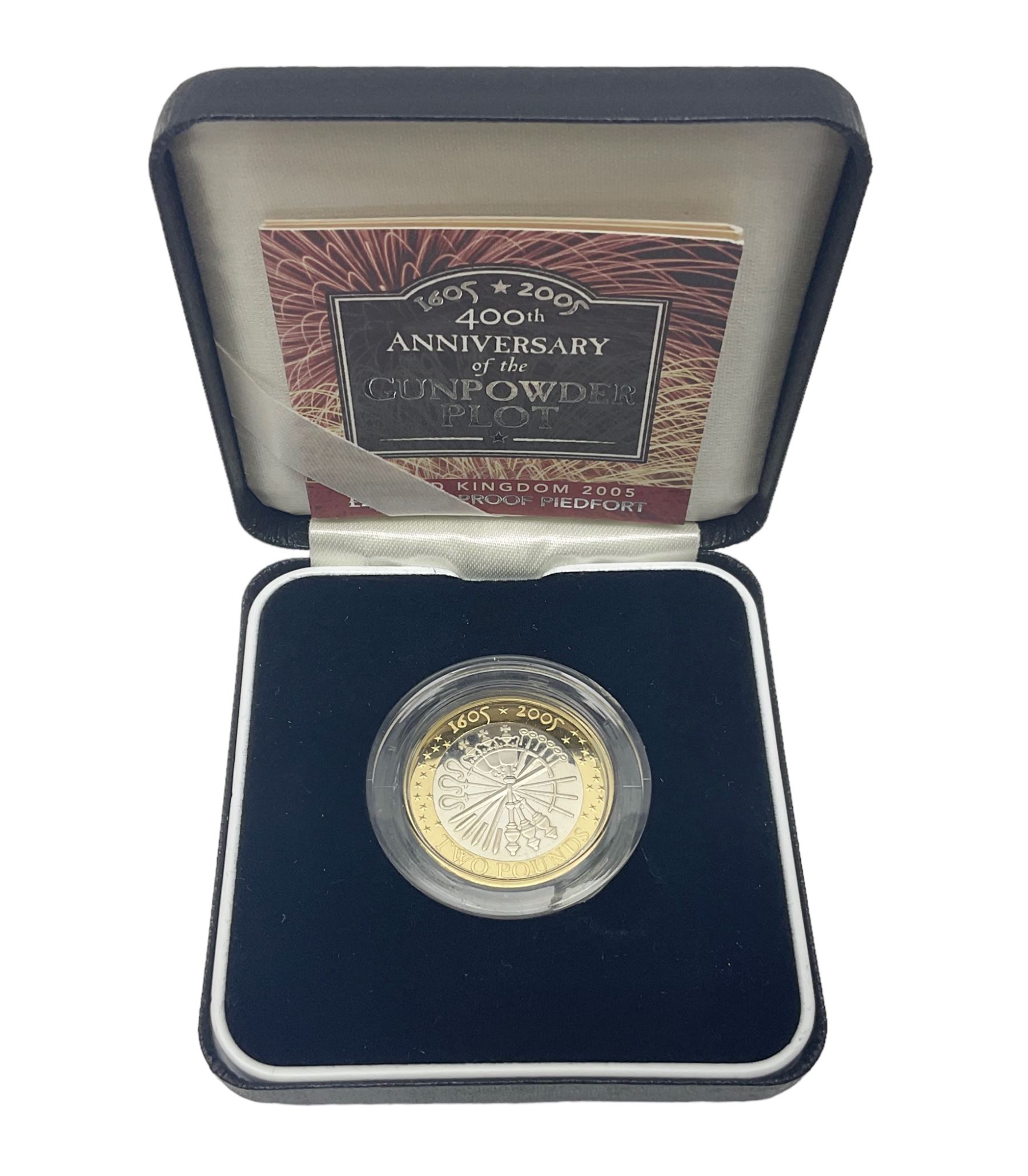 The Royal Mint United Kingdom 2005 ''400th Anniversary of the Gunpowder Plot' silver proof piedfort two pound coin, cased with certificate