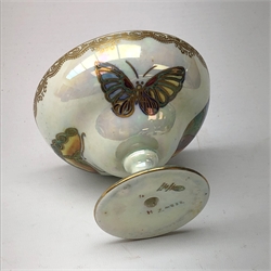  Wedgwood lustreware 'Butterfly' pattern stemmed bowl with ogee top, no.Z4832 D10.5cm H8cm  