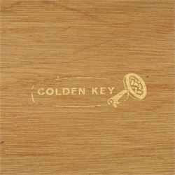 Golden Key By Palatial Ltd - mid-20th century teak chest of five drawers, rectangular top over a bank of graduating drawers fitted with brass loop handles, raised on tapering support