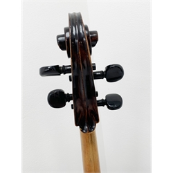  Early 20th century French Mirecourt cello with 76cm two-piece maple back and ribs and spruce top, bears label Michel-Ange Garini L123cm, in modern quality soft carrying case  