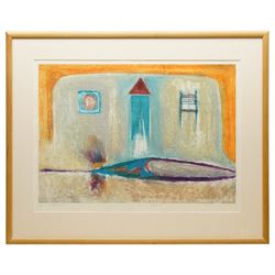 Freya Payne (British 1968-): 'Fallen Angel', limited edition colour etching signed titled and numbered 1/4 in pencil 45cm x 61cm