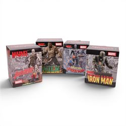 Four Diamond Select Toys limited edition Marvel Origins figures, comprising The Incredible Hulk, Amazing Spider-Man, Iron Man and Daredevil, all boxed with certificates of authenticity