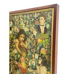 Victorian mahogany framed three panel scrap screen, double sided and framed in gilt slip
