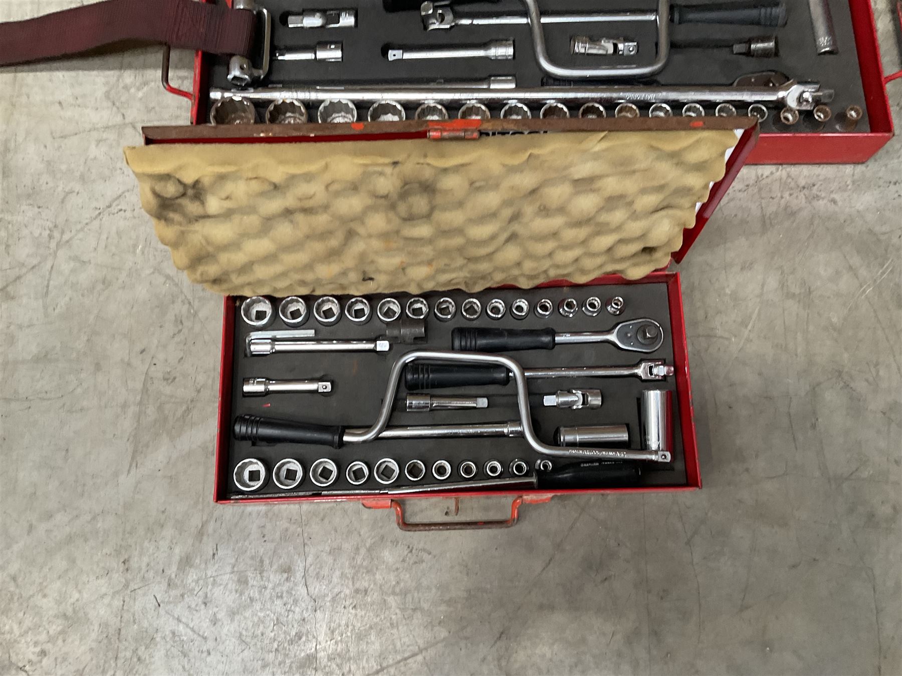 Two Britool socket sets, and two Makita drills