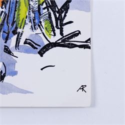 Angus Bernard Rands (British 1922-1985): Winter Scenes, set of four watercolours signed with initials, one dated 1972, max 15cm x 21cm; together with a collection of memorabilia, including a letter and various Christmas cards (unframed)