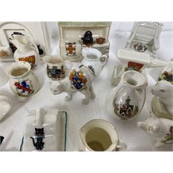 Collection of crested ware ceramics and similar, including items by W.H.Goss, Arcadian, Willow Art, etc 