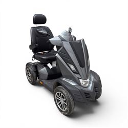 Drive King Cobra  - mobility scooter, four wheel model with black seat and headrest, lights and grey bodywork, 800 miles.