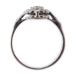  White gold diamond panel ring, with diamond shoulders, hallmarked 18ct  