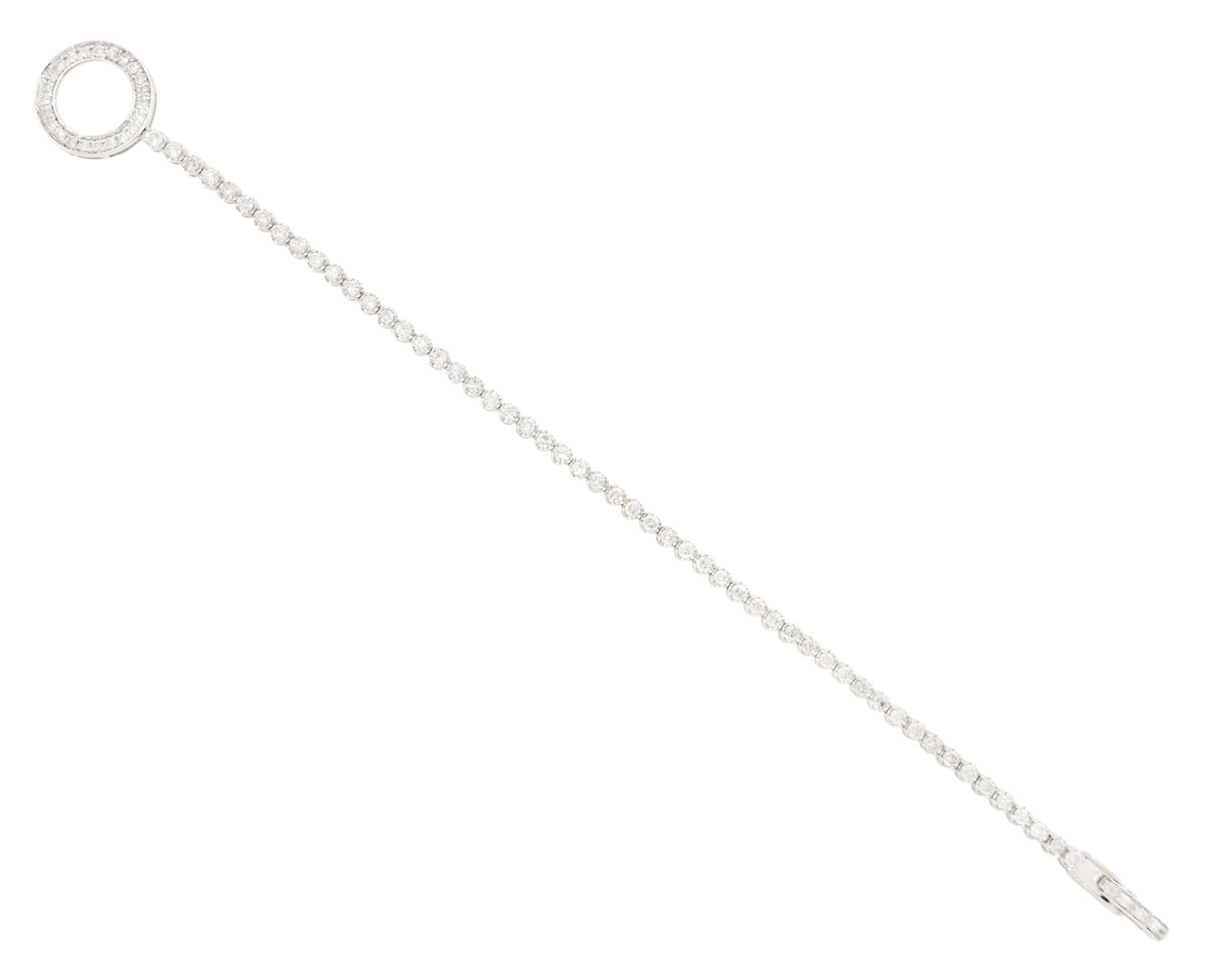 18ct white gold round brilliant cut diamond bracelet, with diamond set circular clasp, total diamond weight 2.00 carat
