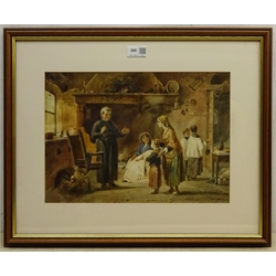  Cesare Provaggi (Italian 19th century): 'A Present for the Priest', watercolour signed 26cm x 37cm  
