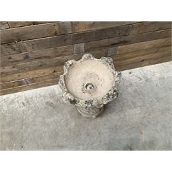 Collection of 9 decorative stone garden objects including sun dial small troughs mill stone and more,