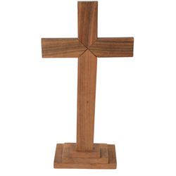 Collection of crucifixes, including wooden and meal examples, largest H63cm