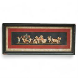 Geramia Discanno (Italian 1839-1907): Pompeii Frescos of Putti and Amorini, set seven 19th century lithographs with hand-colouring pub. 'Pompeii, House of the Vettii, Piccoli Amorini', Italy c.1890 max 18cm x 50cm (7)
Notes: Discanno was an Italian genre and landscape painter, who collaborated with archaeologists, lithographers and art historians to record the wall paintings in the Roman ruins of Pompeii and Herculaneum that were being excavated at the time.