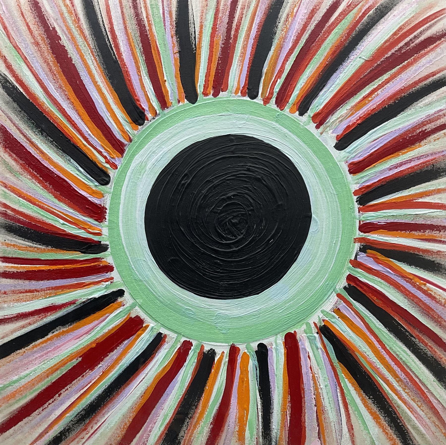 Sir Terry Frost RA (British 1915-2003): 'Sun Black', acrylic on canvas, signed titled and dated May 2000 verso (within the frame) 56cm x 56cm 
Provenance: private collection, purchased Phillips New Bond Street 25th September 2001 Lot 234