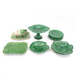 Majolica asparagus presentation serving dish modelled as an arrangement of asparagus on a ...