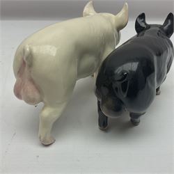 Two beswick rare breed pigs, comprising Middlewhite Boar No 4117 and Berkshire Boar No 4118, with printed marks beneath 