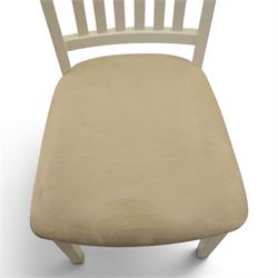 Contemporary Oak fold-over leaf dining table and four chairs, square top extending to a rectangular top 200cm, four white dining chairs with upholstered and padded seats
