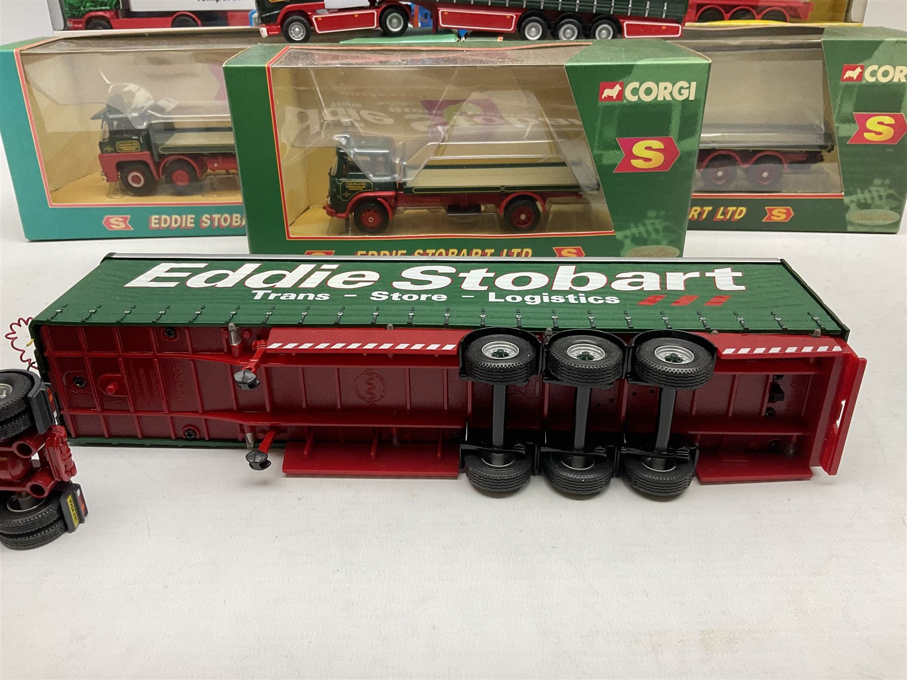 Corgi Eddie Stobart - four lorries in the Superhaulers Series Nos. TY86650, TY86649, TY86647 & TY86646; three other lorries Nos. 23203, 29103 & 20903; all boxed; and two unboxed lorries (9)