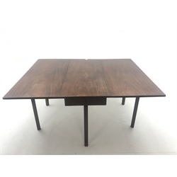 Georgian mahogany drop leaf table, square supports, W156cm, H73cm, D122cm