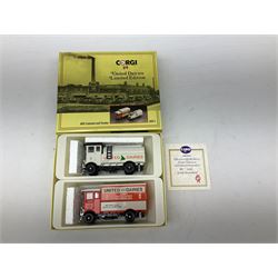 Corgi - four Weetabix promotional models; three Cadburys promotional models; United Dairies limited edition two-vehicle set; AEC limited edition two-vehicle bus set; and five other Corgi die-cast models/figures; all boxed (14)